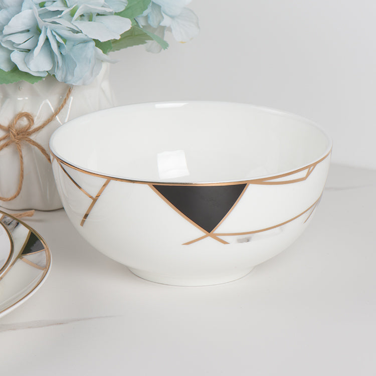 Luminoir Transform - Service de table 12 pièces en porcelaine marbre noir et or