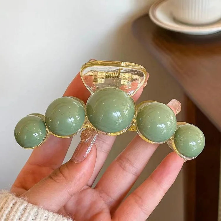 Liana - Pince à cheveux perles vertes élégance