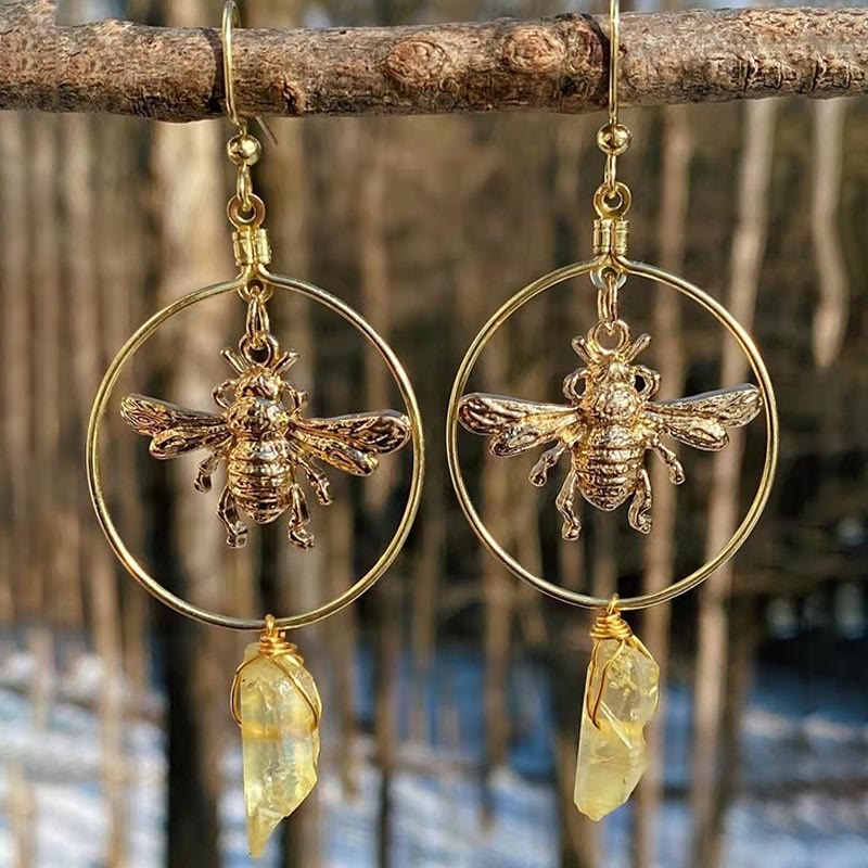 Elara - Boucles d'oreilles cristal naturel lune et étoiles