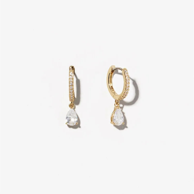 Valerie - Boucles en zircone dorées, or 14K artisanal