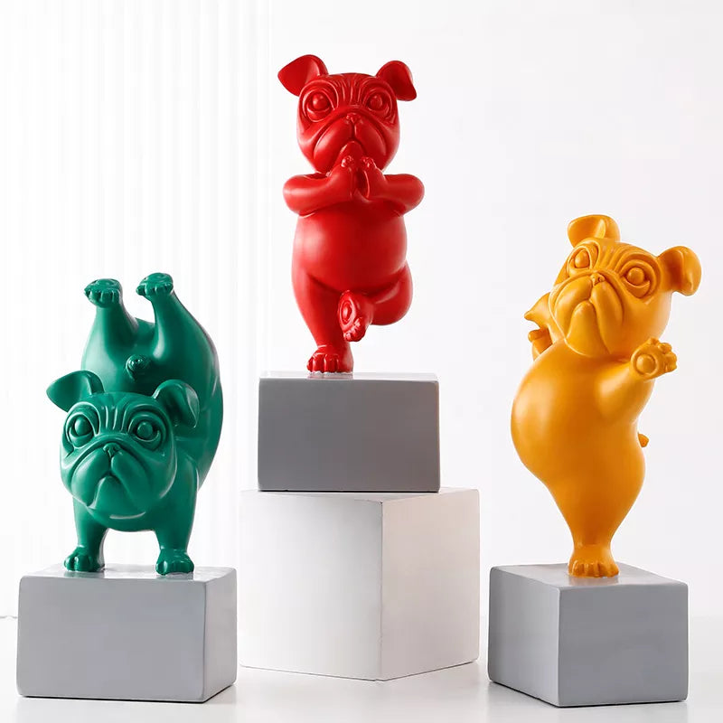 HappyPup - Sculptures de Bouledogue Ludiques pour la Décoration Intérieure