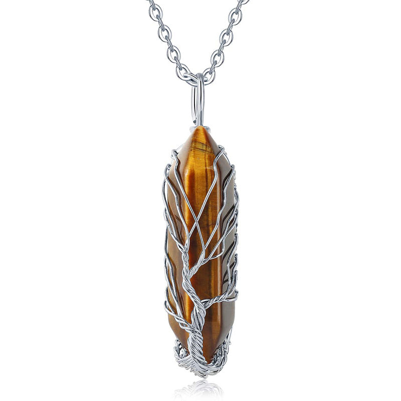 Elara - Collier arbre de vie en cristal et pierre précieuse