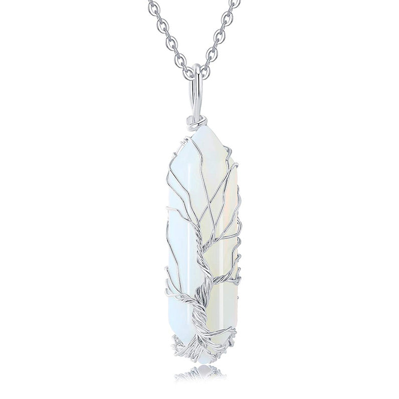Elara - Collier arbre de vie en cristal et pierre précieuse