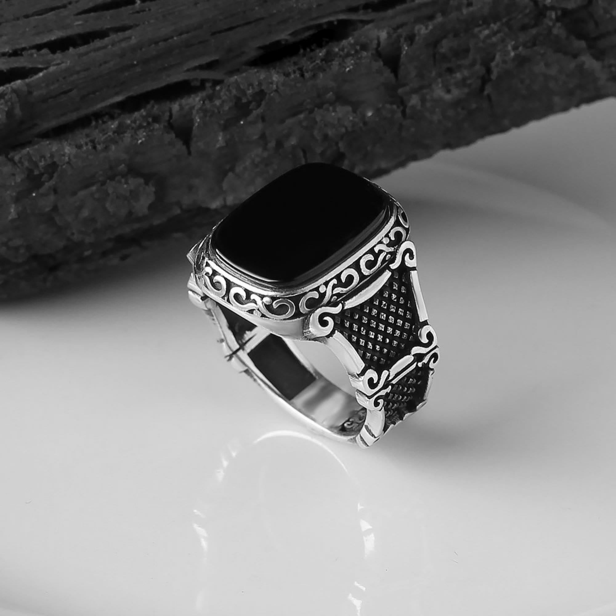 Max - Bague onyx noir et argent pour homme