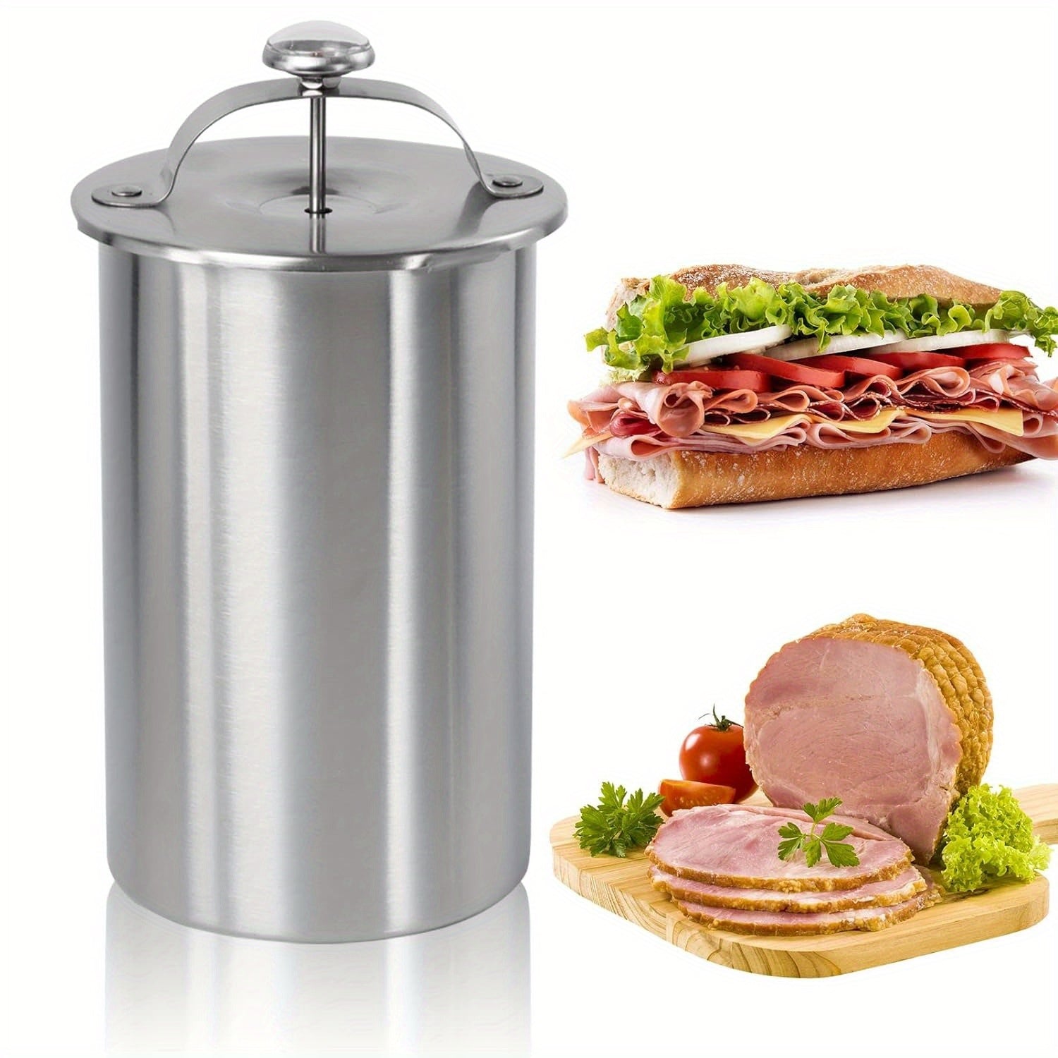 DeliCraft - Presse à Jambon en Acier Inoxydable avec Thermomètre Intégré