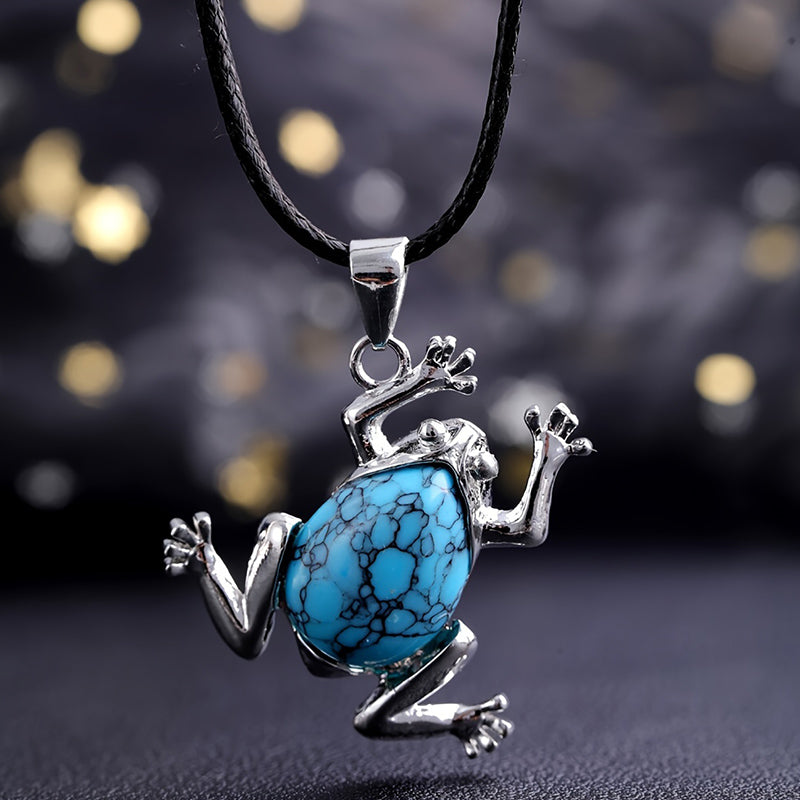 Gaia - Collier méditation en cristaux naturels au design grenouille