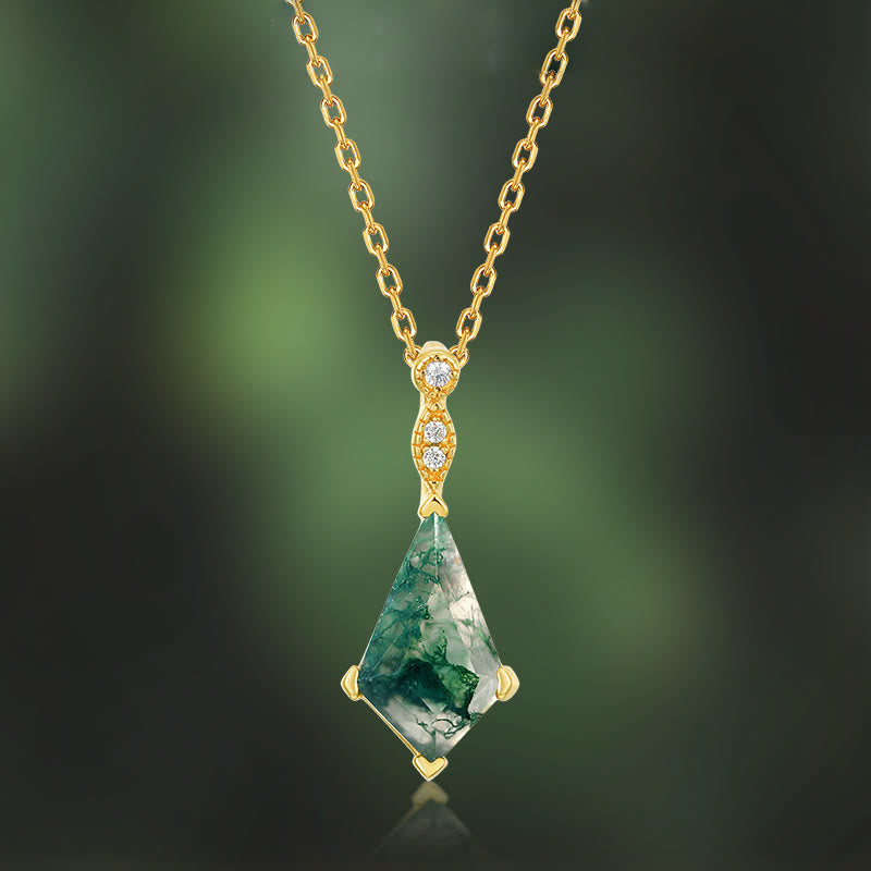 Lana - Parure agate mousse et zircon blanc élégante