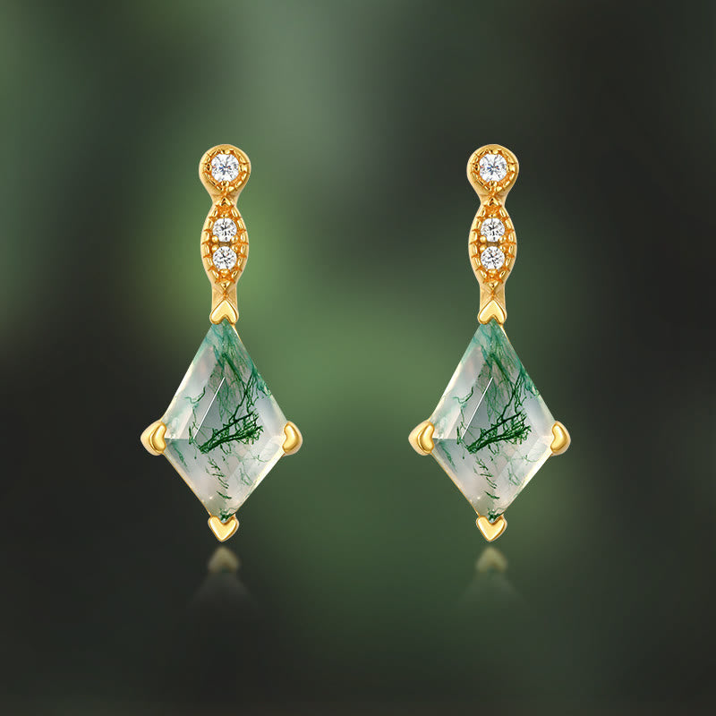 Lana - Parure agate mousse et zircon blanc élégante