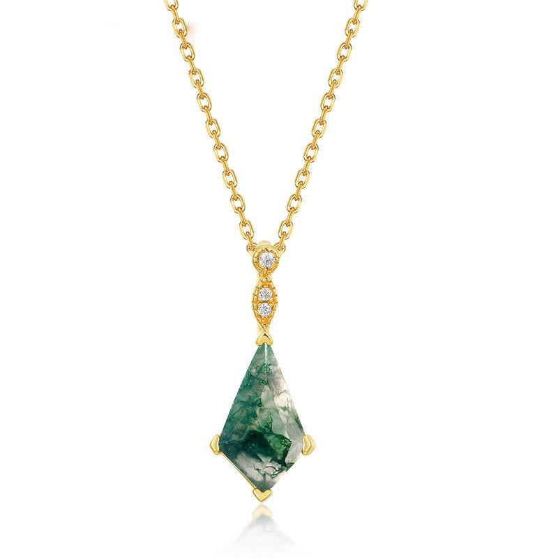 Lana - Parure agate mousse et zircon blanc élégante