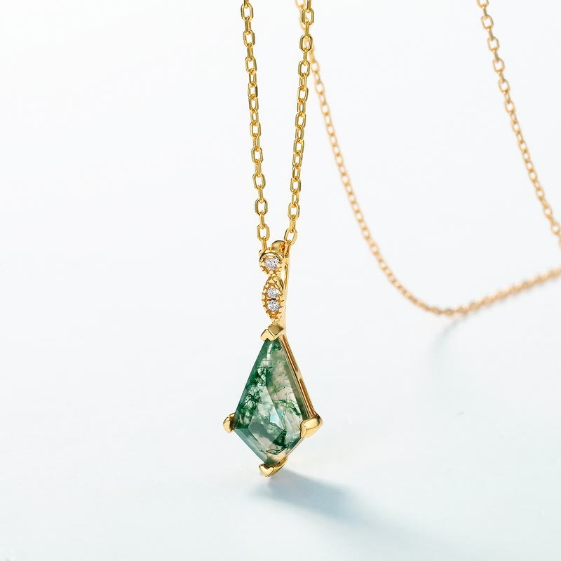 Lana - Parure agate mousse et zircon blanc élégante