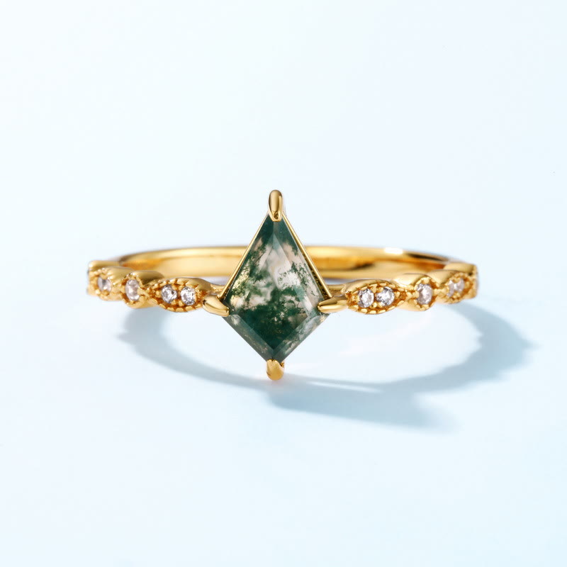 Lana - Parure agate mousse et zircon blanc élégante