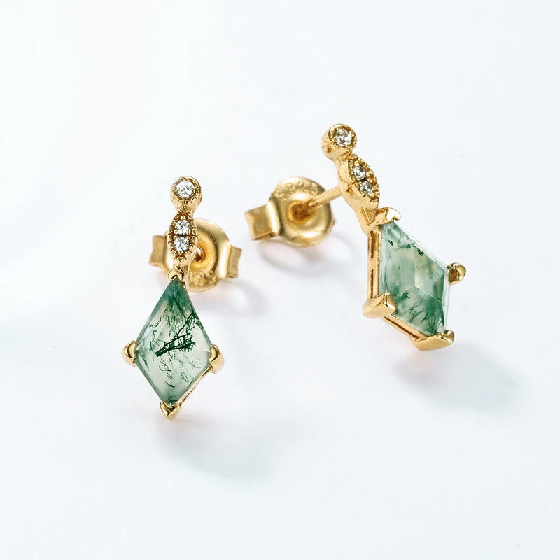 Lana - Parure agate mousse et zircon blanc élégante