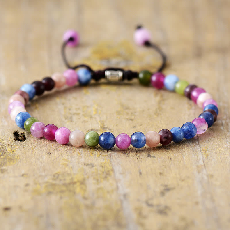 Aisha - Bracelet tressé réglable en perles de pierres naturelles