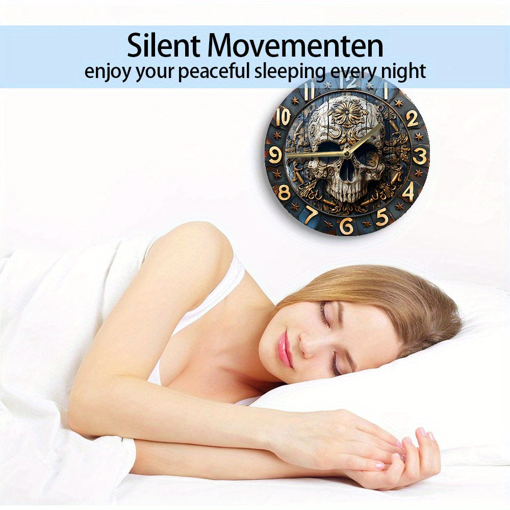 SkullTime Clock - Horloge Murale Moderne en Aluminium Tête de Mort
