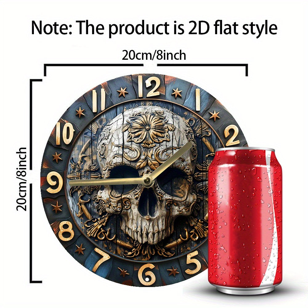 SkullTime Clock - Horloge Murale Moderne en Aluminium Tête de Mort