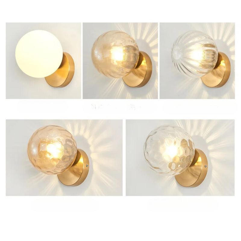 LuxeGlow - Applique Murale Doree avec Globe en Verre