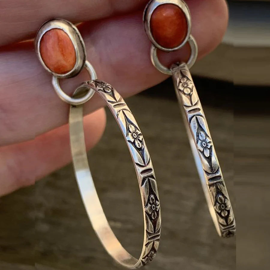 Esme - Boucles d'oreilles boho vintage en onyx