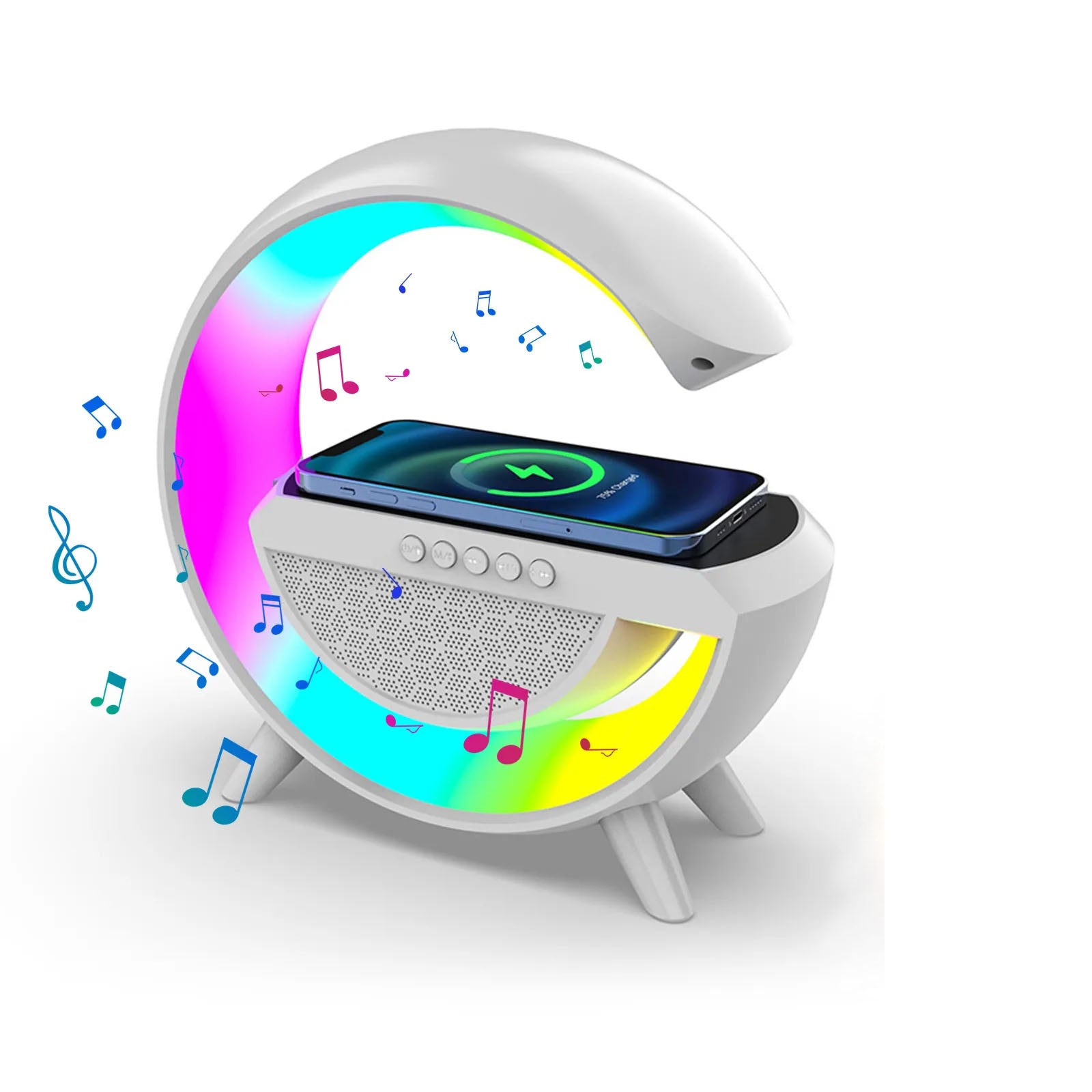GlowHub - Enceinte Rechargeable Réveil et Veilleuse RGB