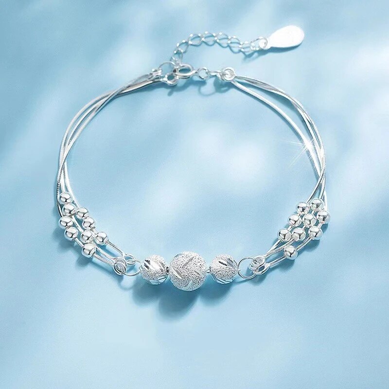 Bracelet Argent Perles Élégant Réglable - S925