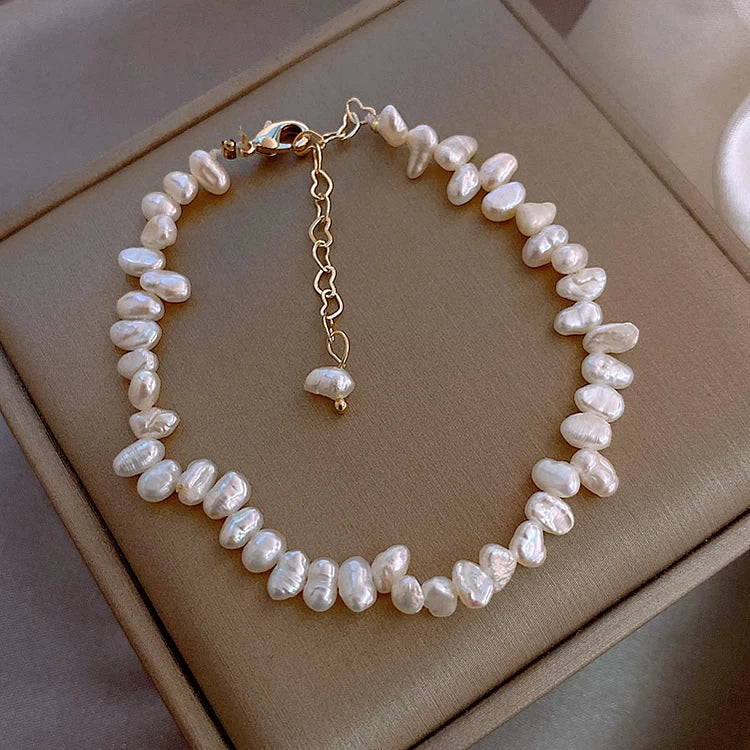 Bracelet Perles d'Eau Douce Élégant Réglable - 18K Doré