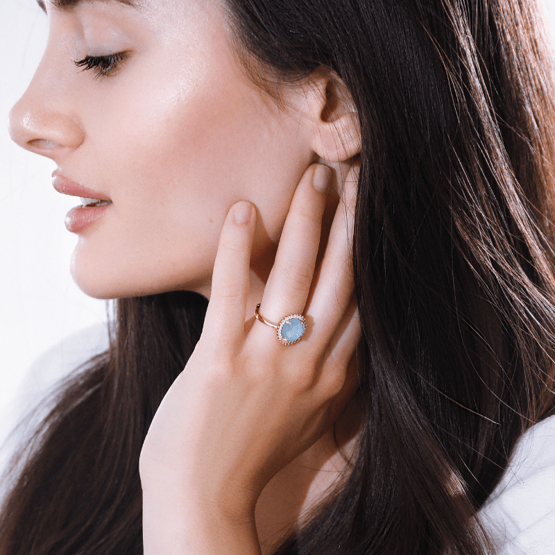 Elowen Glow - Bague cocktail en quartz rose