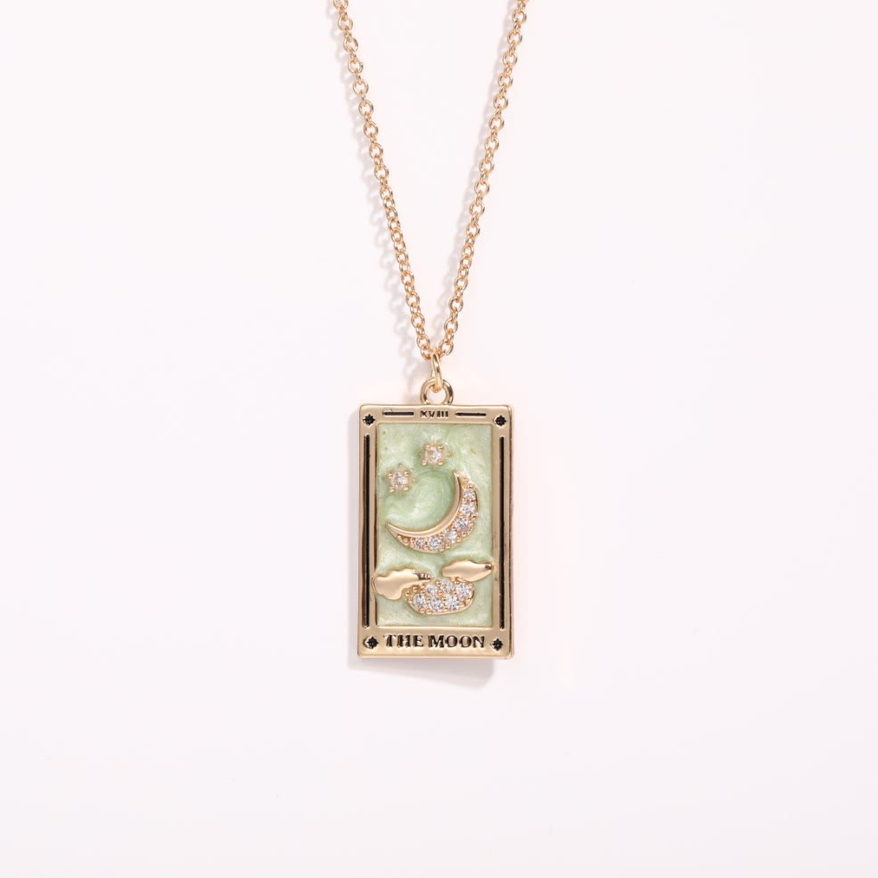 Amara - Collier pendentif tarot doré en zircone