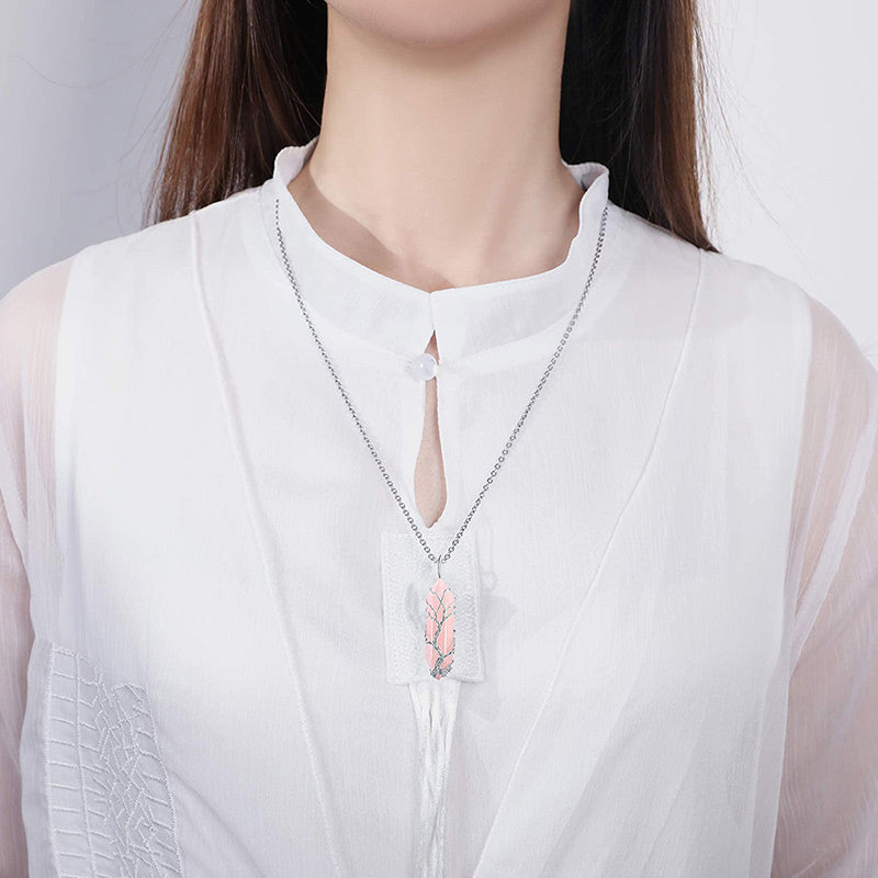 Elara - Collier arbre de vie en cristal et pierre précieuse