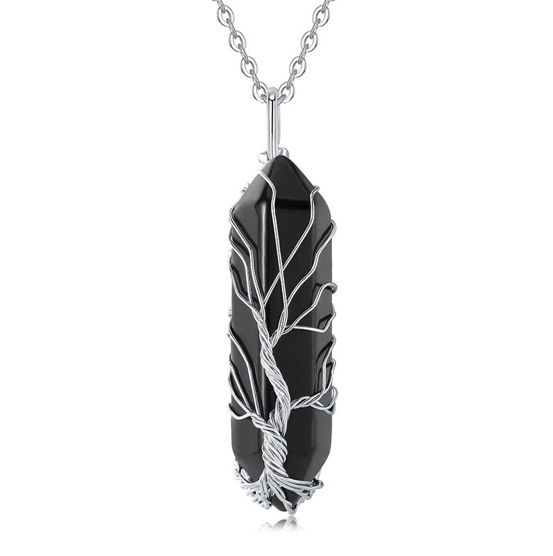 Elara - Collier arbre de vie en cristal et pierre précieuse