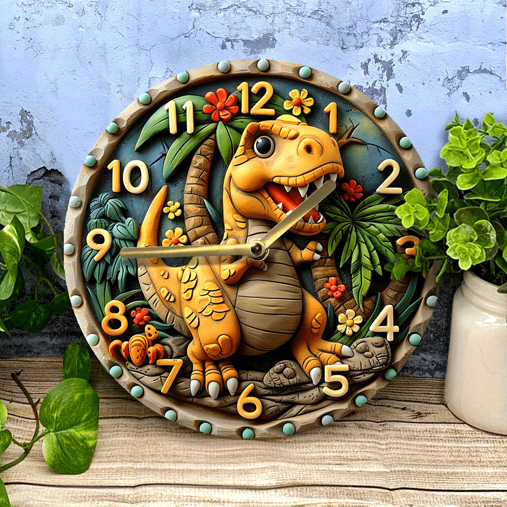 DinoTime Clock - Horloge murale dinosaure pour chambre d'enfant