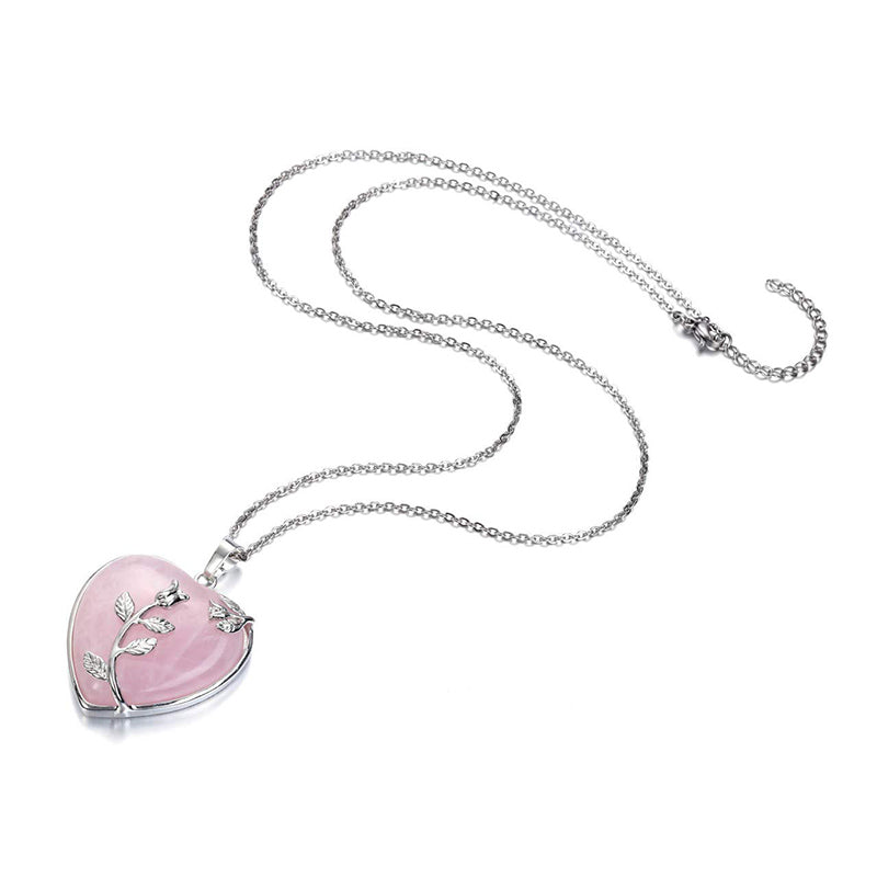 Amara - Collier pendentif cœur en quartz rose
