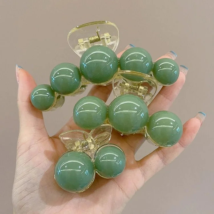 Liana - Pince à cheveux perles vertes élégance