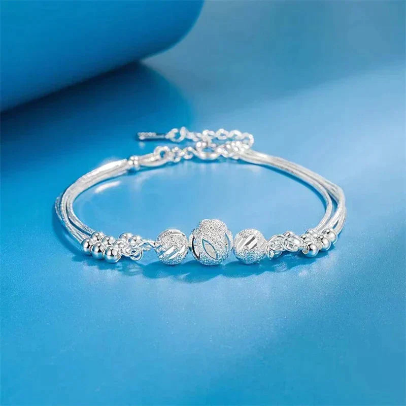 Bracelet Argent Perles Élégant Réglable - S925
