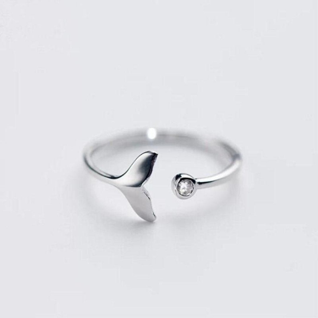Marinel - Bague queue de dauphin en argent et zircone réglable