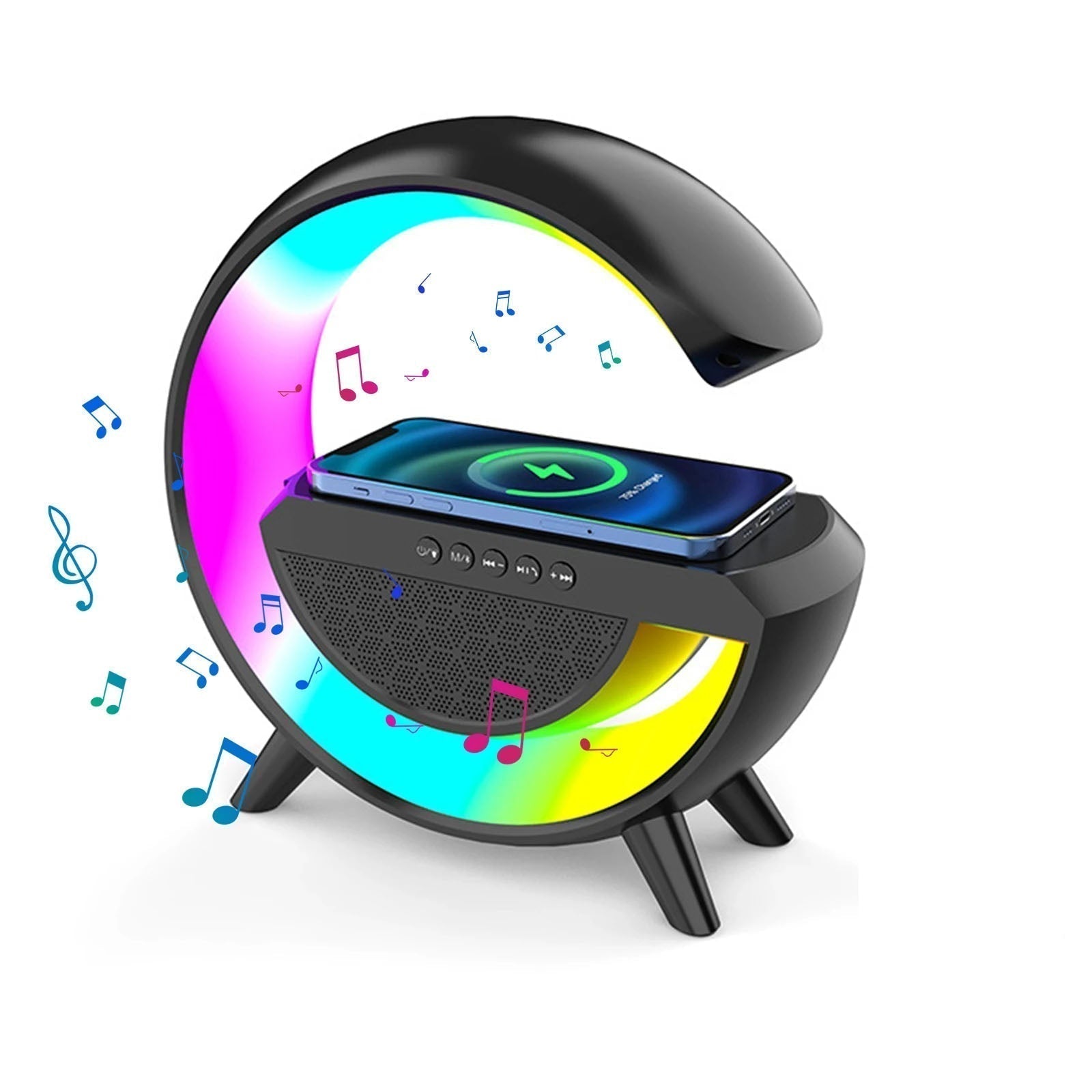 GlowHub - Enceinte Rechargeable Réveil et Veilleuse RGB