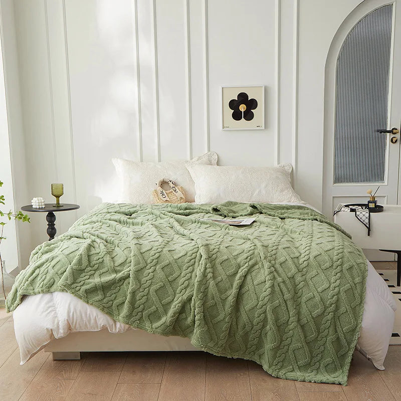 CozyLuxe - Couverture Laine d'Agneau Luxe Chambre