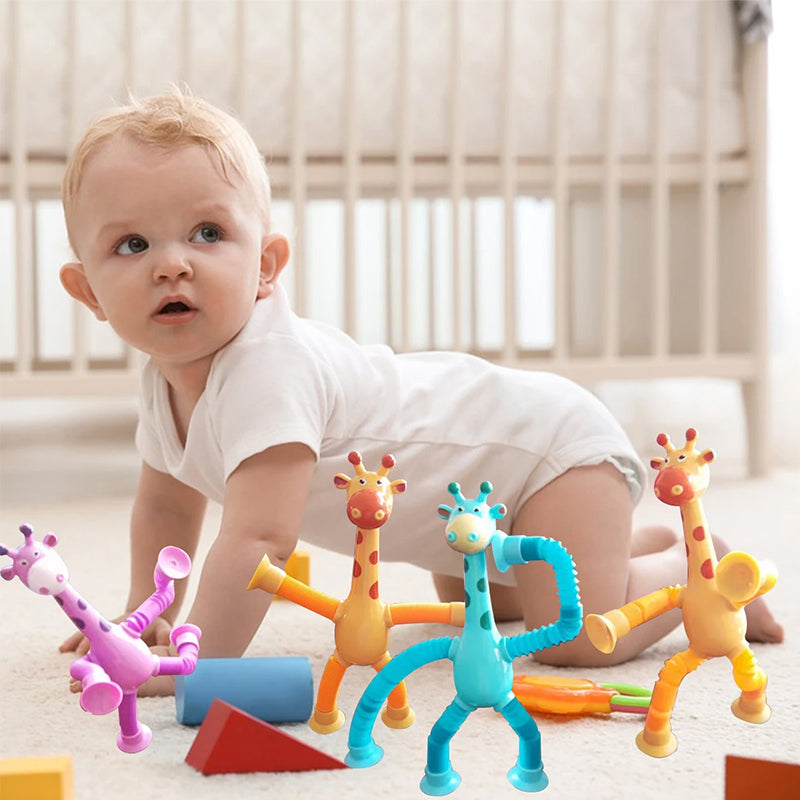 StretchGiraffe - Jouet Flexible à Ventouse pour Enfants