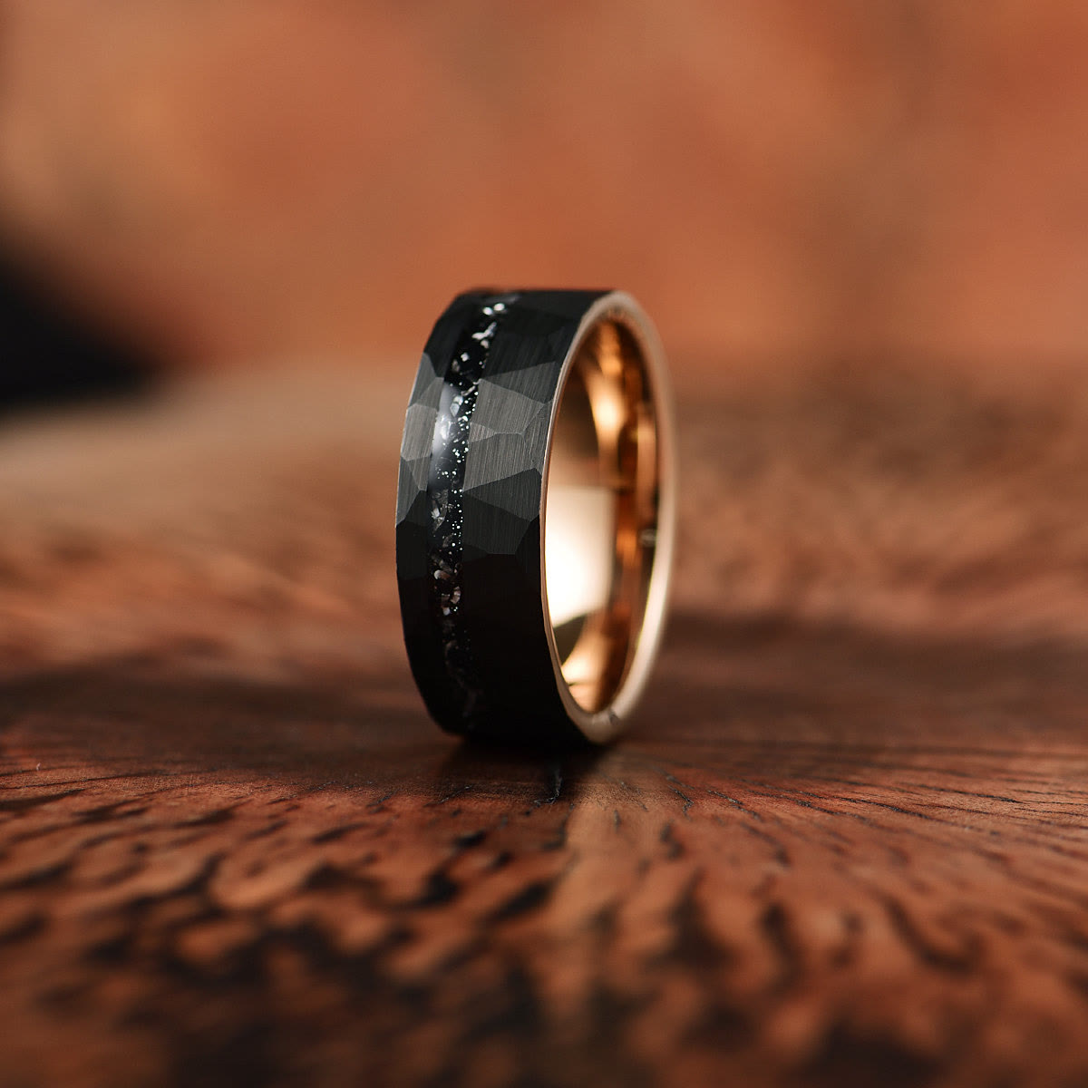 Ares - Bague en carbure de tungstène et tourmaline noire 8mm