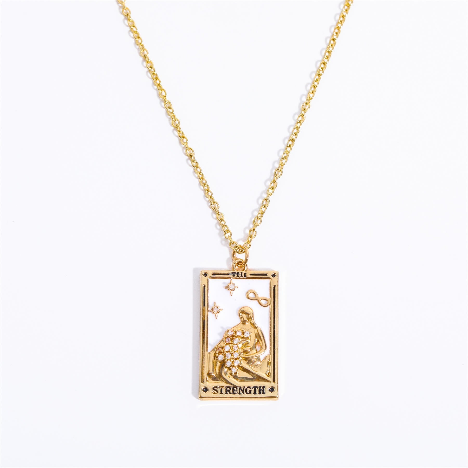 Amara - Collier pendentif tarot doré en zircone