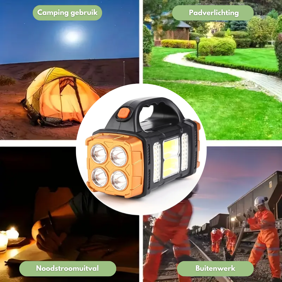 SolarBeam - Lampe d'Urgence 3-en-1 Solaire