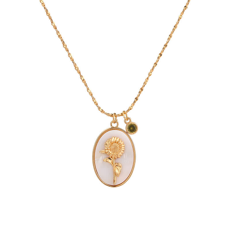 Aurora - Collier pierre de naissance et fleur de naissance