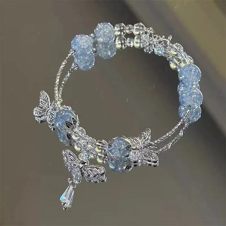 Lila - Bracelet papillon bleu céleste à motif floral