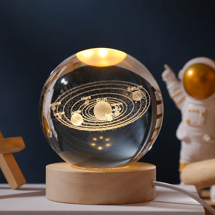 SpaceLume - Lampe boule en verre à motifs célestes