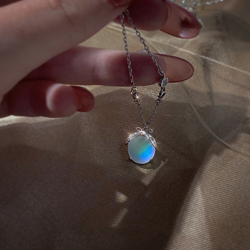 Collier Pierre de Lune Luciole Unique - Argent 50cm