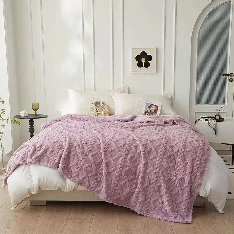 CozyLuxe - Couverture Laine d'Agneau Luxe Chambre
