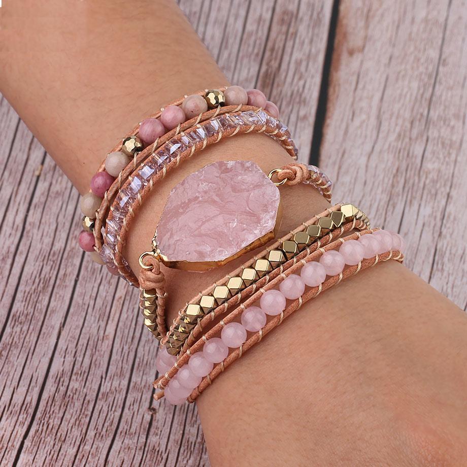Amoria Bracelet – Bracelet Quartz Rose Doré Élégant