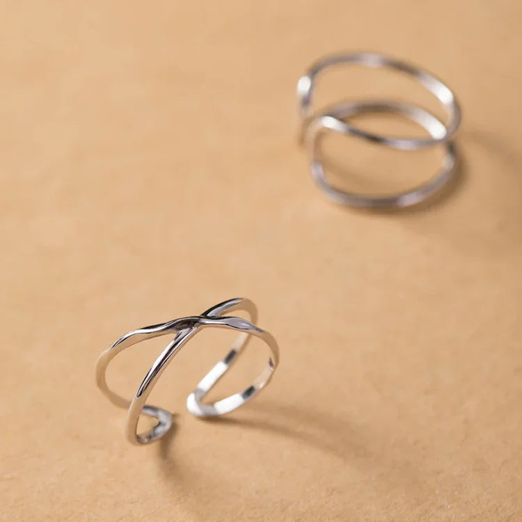 Lina - Bague double lignes réglable au style élégant