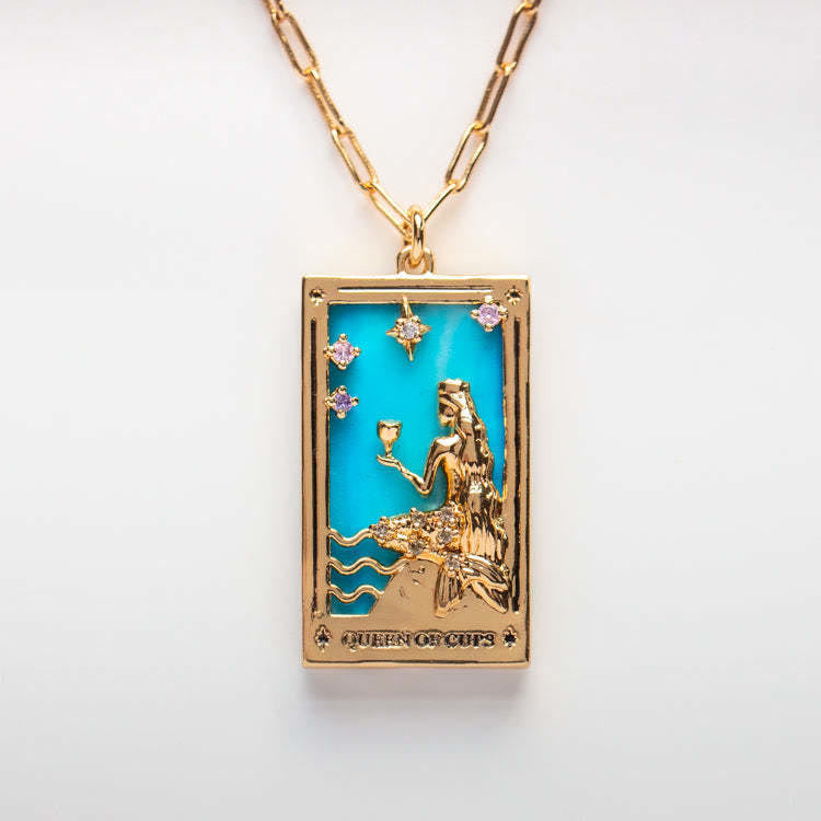 Amara - Collier pendentif tarot doré en zircone