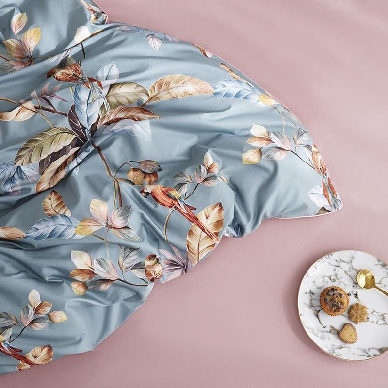 Blue-Gray Infinity - Parure de Housse de Couette de Luxe en Coton Égyptien