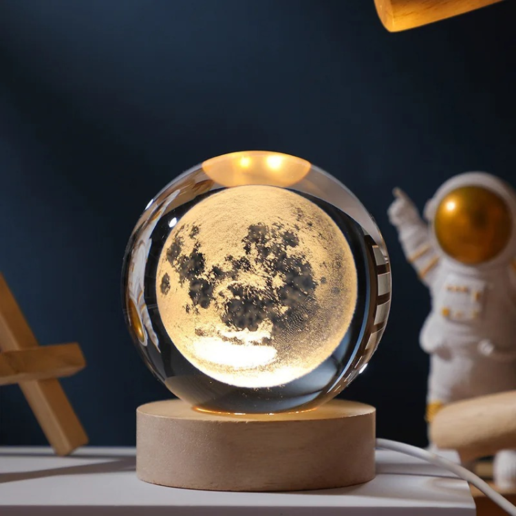SpaceLume - Lampe boule en verre à motifs célestes