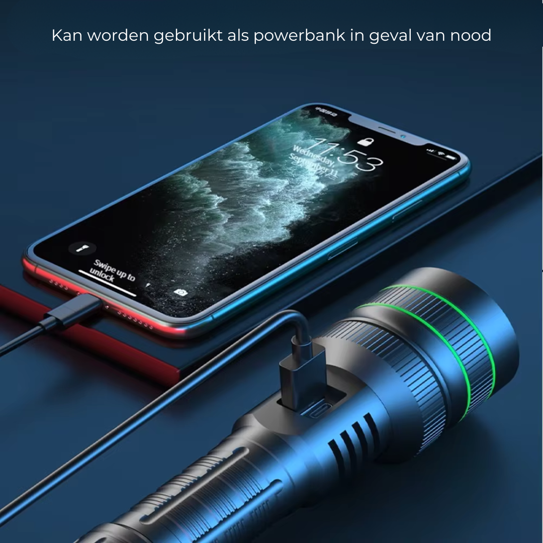 PowerBeam - Torche LED Puissante avec Zoom